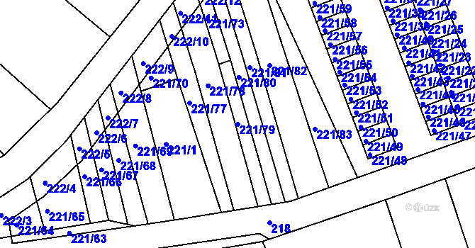 Parcela st. 221/79 v KÚ Chrlice, Katastrální mapa