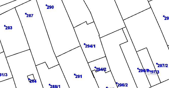 Parcela st. 294/1 v KÚ Chrlice, Katastrální mapa