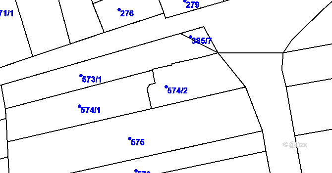 Parcela st. 574/2 v KÚ Chrlice, Katastrální mapa