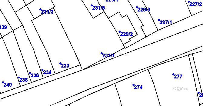 Parcela st. 231/1 v KÚ Chrlice, Katastrální mapa