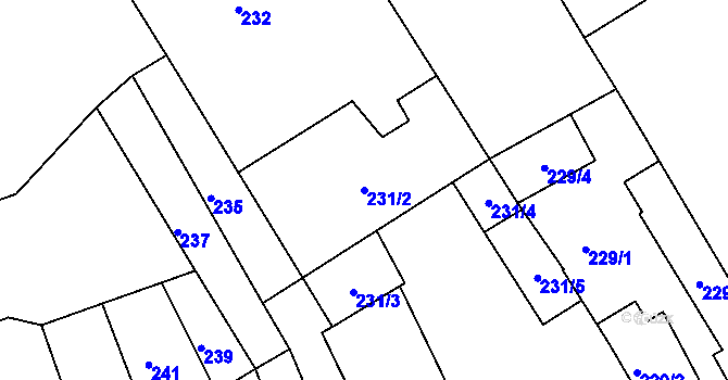 Parcela st. 231/2 v KÚ Chrlice, Katastrální mapa