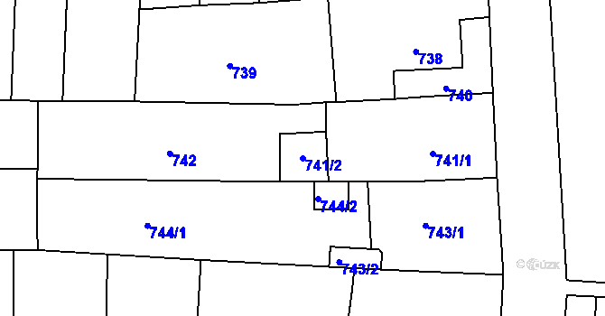 Parcela st. 741/2 v KÚ Chrlice, Katastrální mapa