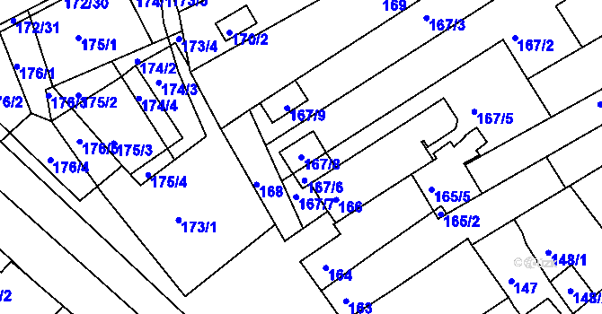 Parcela st. 167/8 v KÚ Chrlice, Katastrální mapa