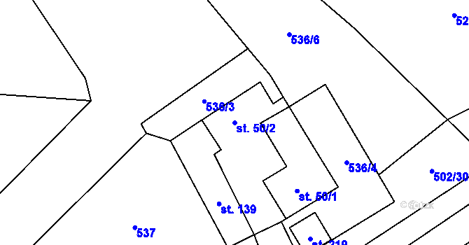 Parcela st. 50/2 v KÚ Chroboly, Katastrální mapa