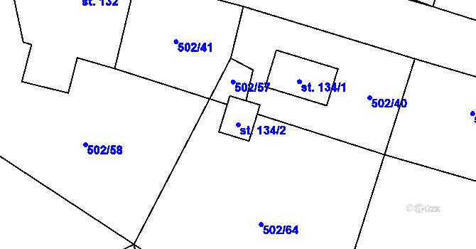 Parcela st. 134/2 v KÚ Chroboly, Katastrální mapa