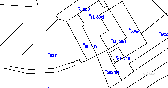 Parcela st. 139 v KÚ Chroboly, Katastrální mapa