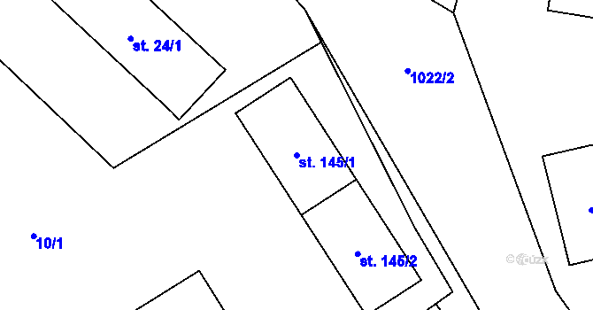 Parcela st. 145/1 v KÚ Chroboly, Katastrální mapa