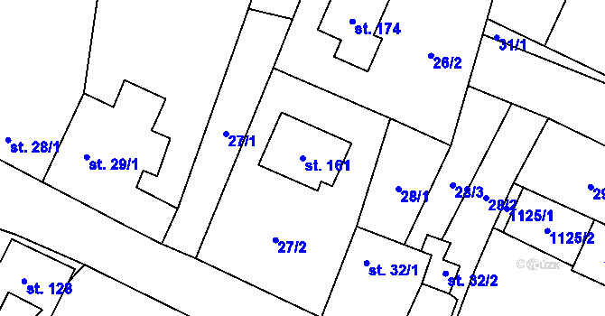 Parcela st. 161 v KÚ Chroboly, Katastrální mapa