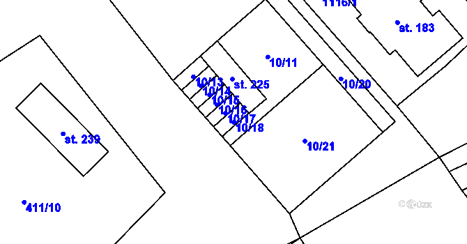 Parcela st. 10/18 v KÚ Chroboly, Katastrální mapa