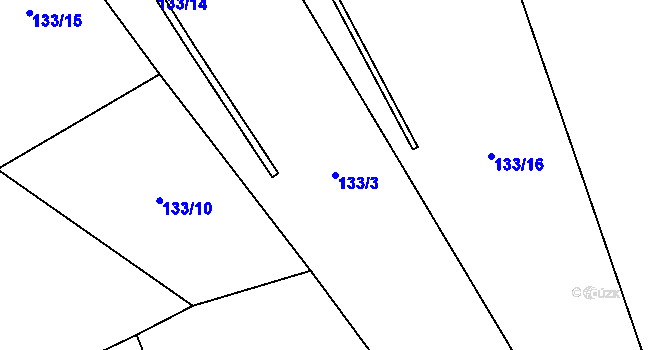 Parcela st. 133/3 v KÚ Chroboly, Katastrální mapa