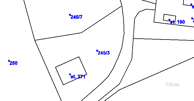 Parcela st. 245/3 v KÚ Chroboly, Katastrální mapa