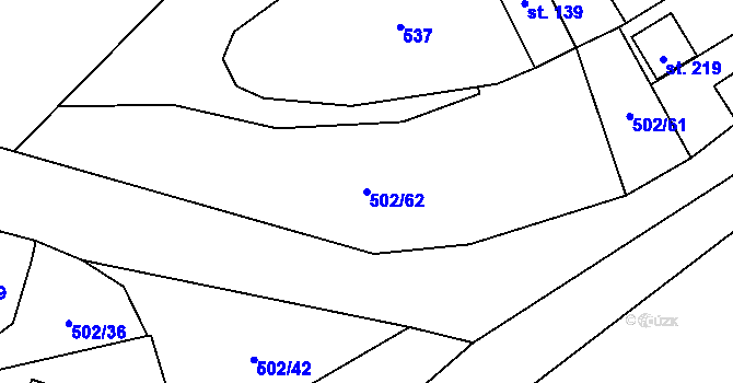 Parcela st. 502/62 v KÚ Chroboly, Katastrální mapa