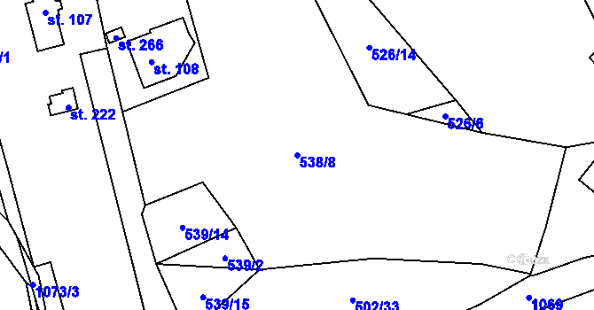 Parcela st. 538/8 v KÚ Chroboly, Katastrální mapa