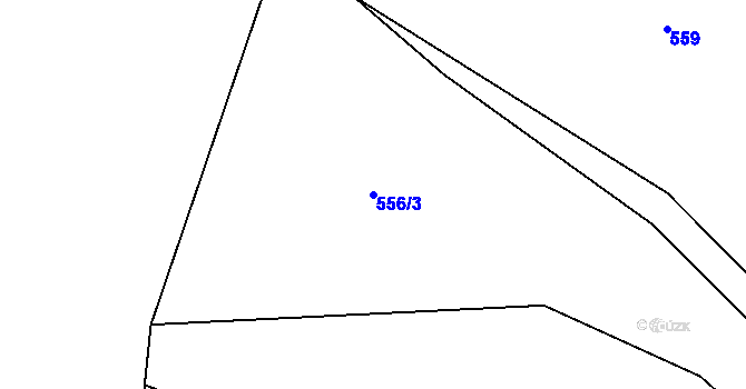 Parcela st. 556/3 v KÚ Chroboly, Katastrální mapa