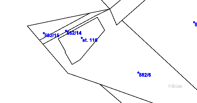 Parcela st. 562/8 v KÚ Chroboly, Katastrální mapa