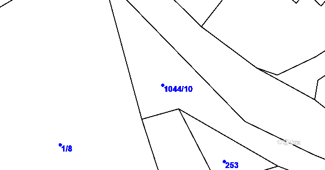 Parcela st. 1044/10 v KÚ Chroboly, Katastrální mapa