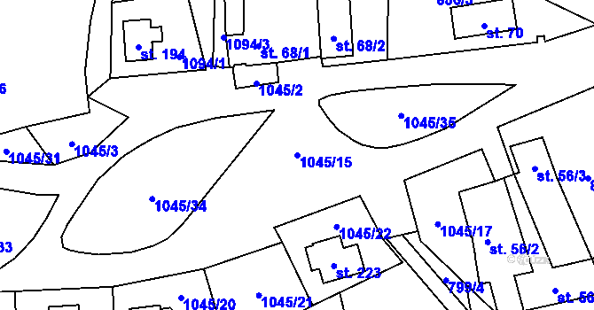 Parcela st. 1045/15 v KÚ Chroboly, Katastrální mapa