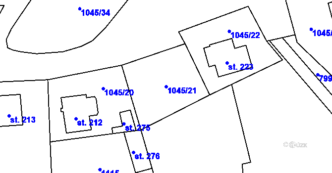 Parcela st. 1045/21 v KÚ Chroboly, Katastrální mapa