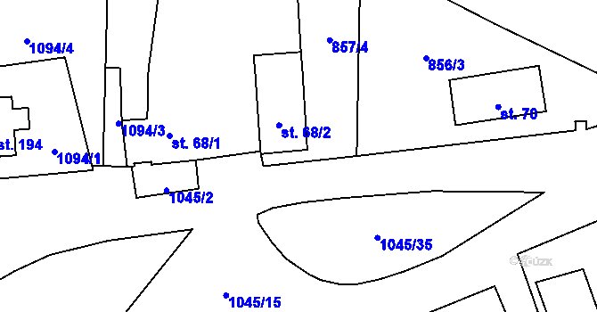 Parcela st. 1045/27 v KÚ Chroboly, Katastrální mapa