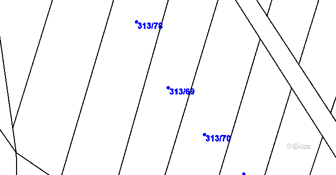 Parcela st. 313/69 v KÚ Chroboly, Katastrální mapa