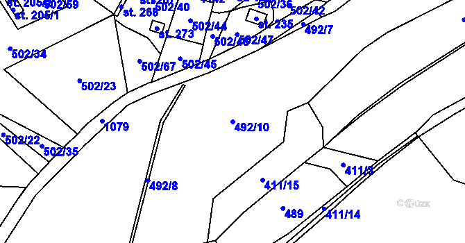 Parcela st. 492/10 v KÚ Chroboly, Katastrální mapa