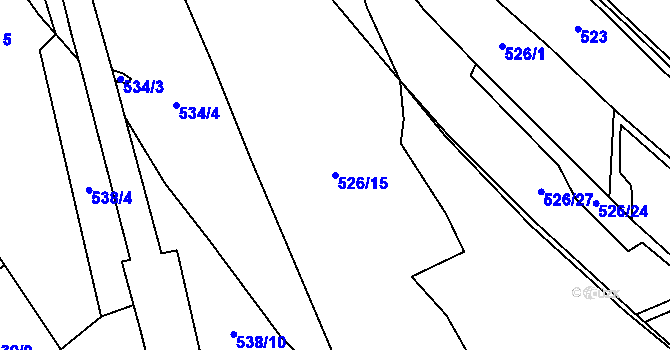 Parcela st. 526/15 v KÚ Chroboly, Katastrální mapa