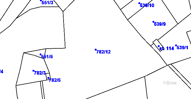 Parcela st. 782/12 v KÚ Chroboly, Katastrální mapa