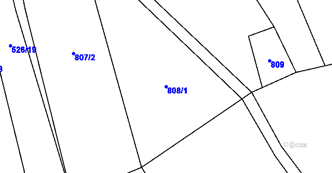 Parcela st. 808/1 v KÚ Chroboly, Katastrální mapa