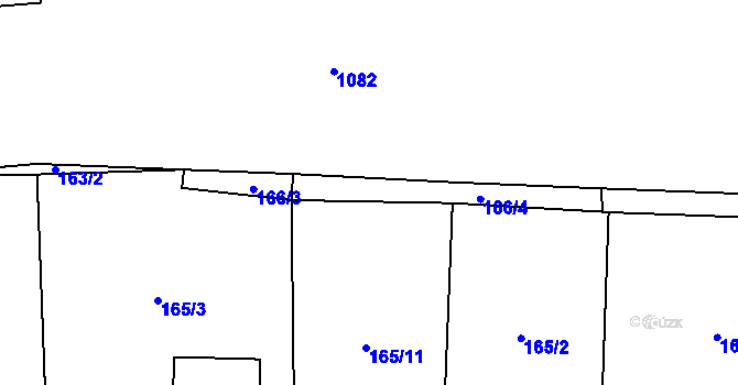 Parcela st. 166/4 v KÚ Chroboly, Katastrální mapa
