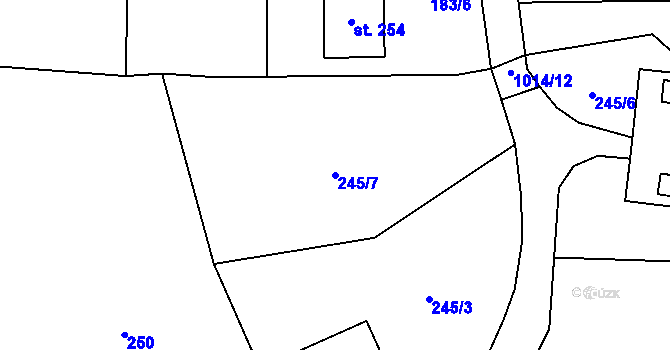 Parcela st. 245/7 v KÚ Chroboly, Katastrální mapa