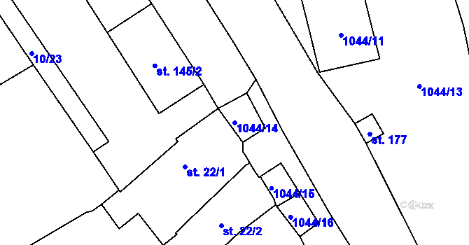Parcela st. 1044/14 v KÚ Chroboly, Katastrální mapa