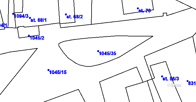 Parcela st. 1045/35 v KÚ Chroboly, Katastrální mapa
