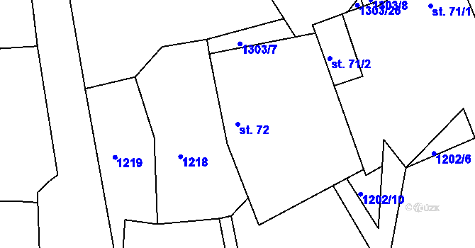 Parcela st. 72 v KÚ Leptač, Katastrální mapa