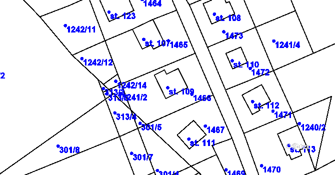 Parcela st. 109 v KÚ Leptač, Katastrální mapa