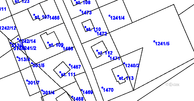 Parcela st. 112 v KÚ Leptač, Katastrální mapa