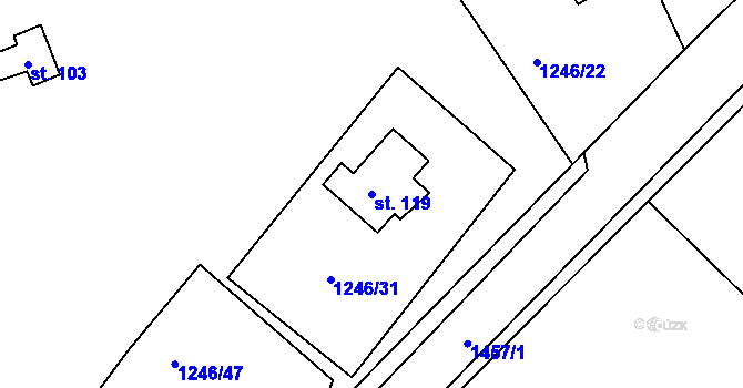 Parcela st. 119 v KÚ Leptač, Katastrální mapa
