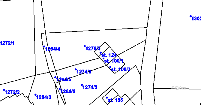 Parcela st. 124 v KÚ Leptač, Katastrální mapa