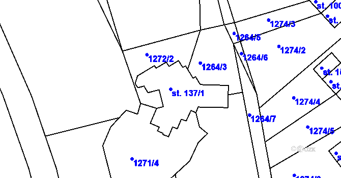 Parcela st. 137/1 v KÚ Leptač, Katastrální mapa
