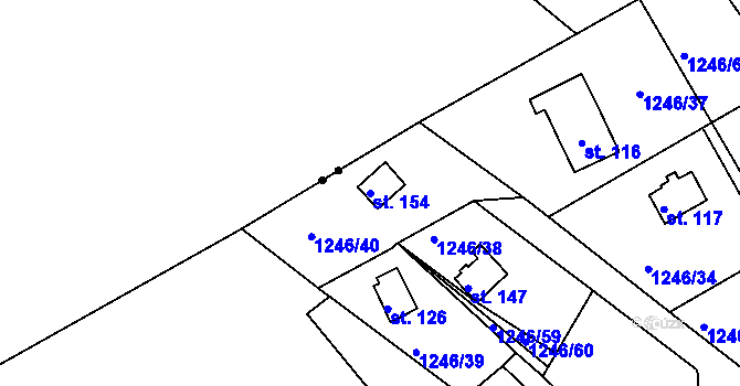 Parcela st. 154 v KÚ Leptač, Katastrální mapa