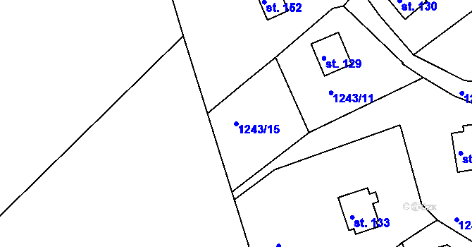 Parcela st. 1243/15 v KÚ Leptač, Katastrální mapa