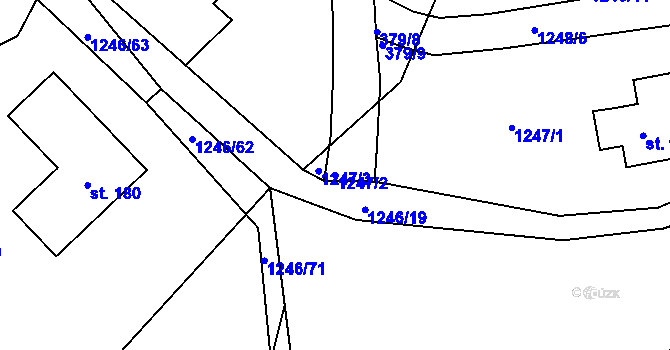 Parcela st. 1247/2 v KÚ Leptač, Katastrální mapa