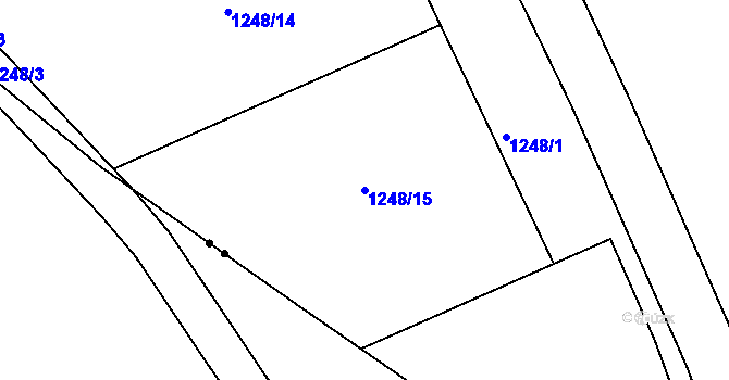 Parcela st. 1248/15 v KÚ Leptač, Katastrální mapa