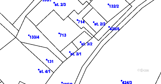Parcela st. 3/2 v KÚ Ovesné, Katastrální mapa