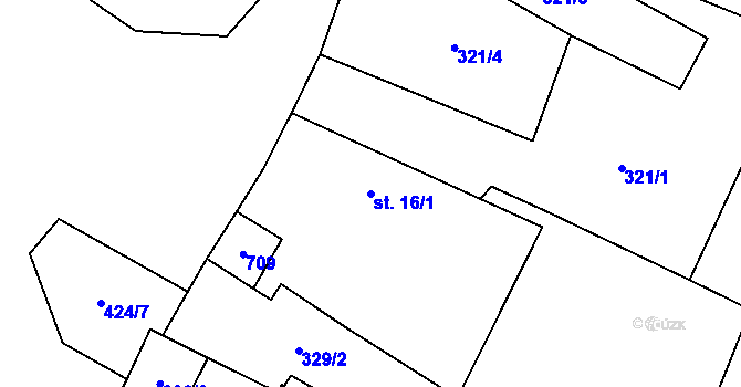 Parcela st. 16/1 v KÚ Ovesné, Katastrální mapa