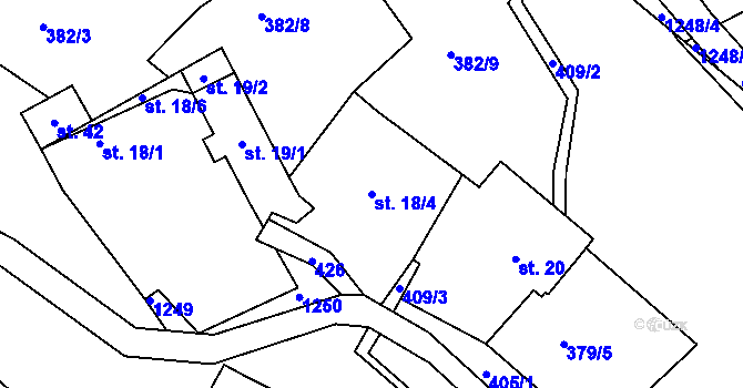 Parcela st. 18/4 v KÚ Rohanov u Prachatic, Katastrální mapa