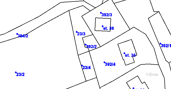 Parcela st. 392/2 v KÚ Rohanov u Prachatic, Katastrální mapa