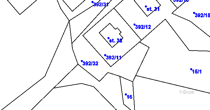 Parcela st. 392/11 v KÚ Rohanov u Prachatic, Katastrální mapa