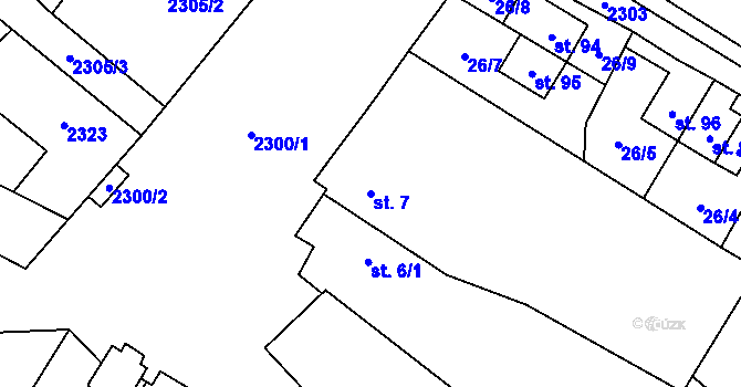 Parcela st. 7 v KÚ Záhoří u Chrobol, Katastrální mapa