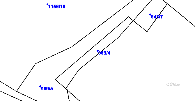 Parcela st. 969/4 v KÚ Záhoří u Chrobol, Katastrální mapa