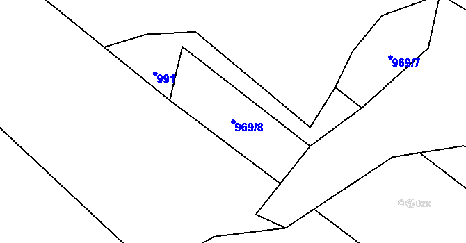 Parcela st. 969/8 v KÚ Záhoří u Chrobol, Katastrální mapa